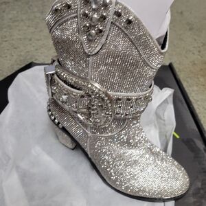 Dolls Kill Silver Glitter Heeled Boots